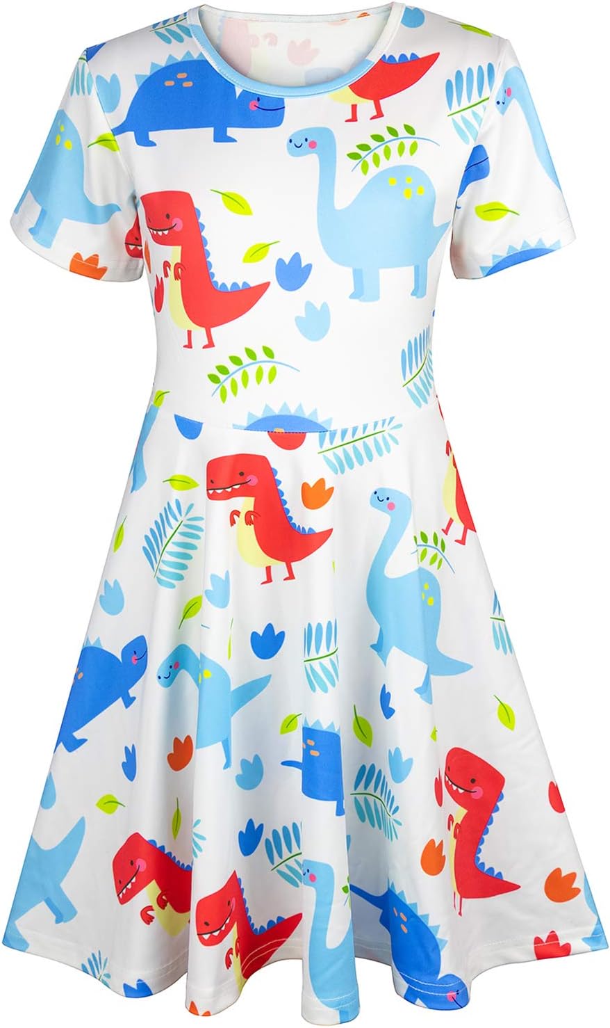 Toddler Girls Animal Dresses 3D Short Sleeve Casual Party Clothes for Kid 2-3Y Size S