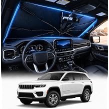 [2026 Upgraded] DooGooCoo Windshield Sun Shade Umbrella for Jeep Grand Cherokee 2011-2025 2026 [100% Sunlight Blocked, Cooling Ice Crystal] Sunshade for Car Windshield for Grand Cherokee Sun Shade.