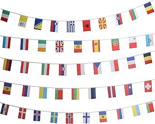 GentleGirl Europe European 43 Flags Banner String Small Mini Countries Country National Pennant Hangings Flag,Sports Events Grand Opening Party Festival Decorations
