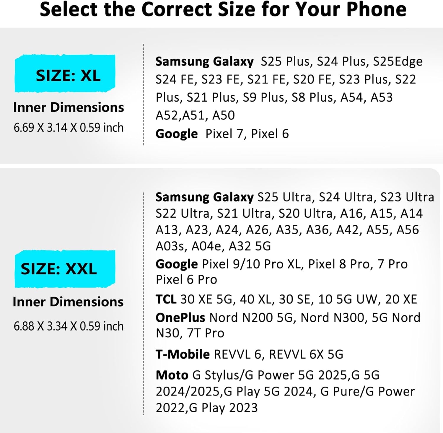 ykooe Cell Phone Pouch Nylon Holster Case Compatible with Samsung Galaxy S25/S24/S23/S22/S21/S20 Ultra A16 A26 A35 A36 A55 A56 Pixel 8/7 Pro 9/10 Pro XL, Black -XXL - Image 2