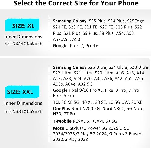Miniatura 2 de ykooe Funda de nailon compatible con Samsung Galaxy S25/S24/S23/S22/S21/S20/S10/S9/S8 Plus y FE, A54 A53 A52 A51 A50, negro -XL