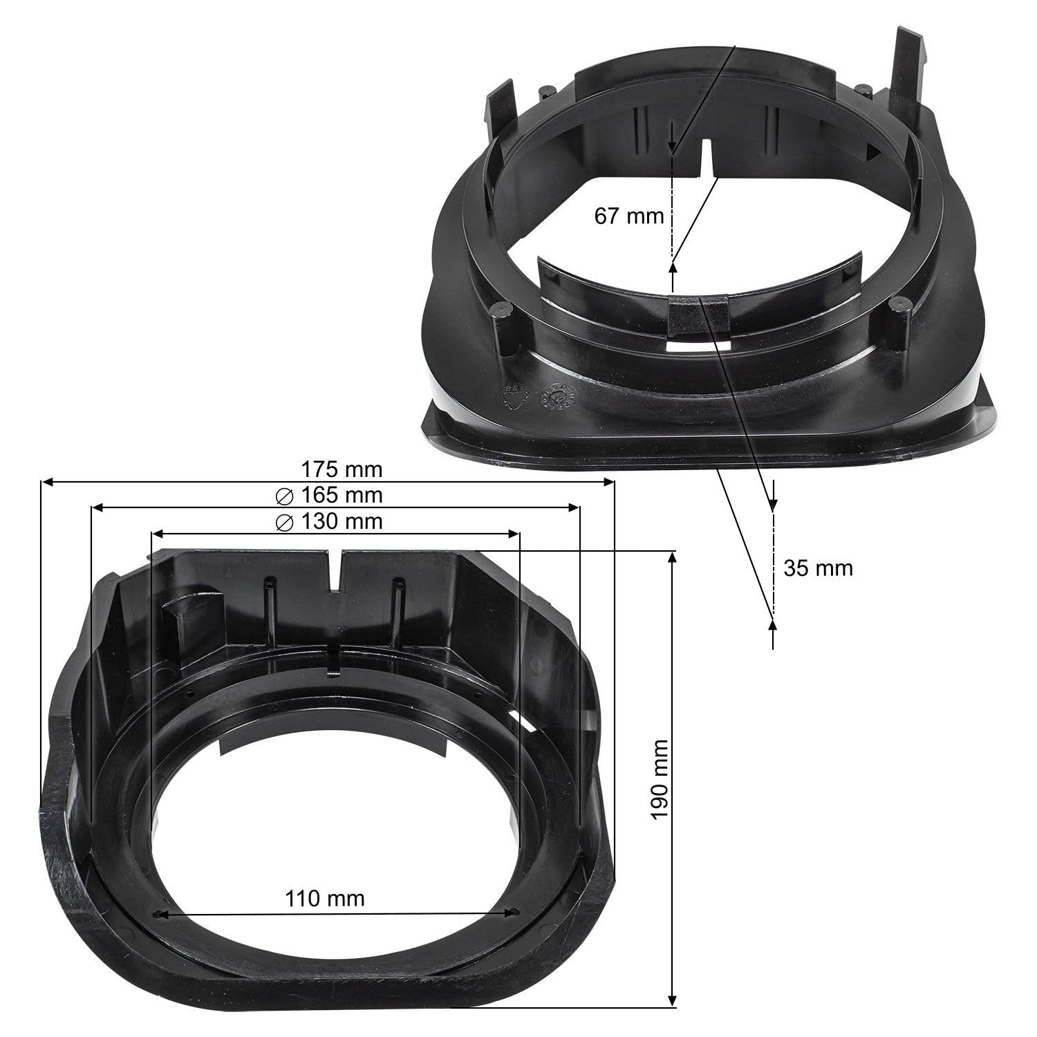 tomzz Audio 2834-010 Anneaux de Haut-parleurs Adaptateurs Supports compatibles avec Mercedes Classe C W202 Tablette arrière pour Haut-parleurs DIN 165mm