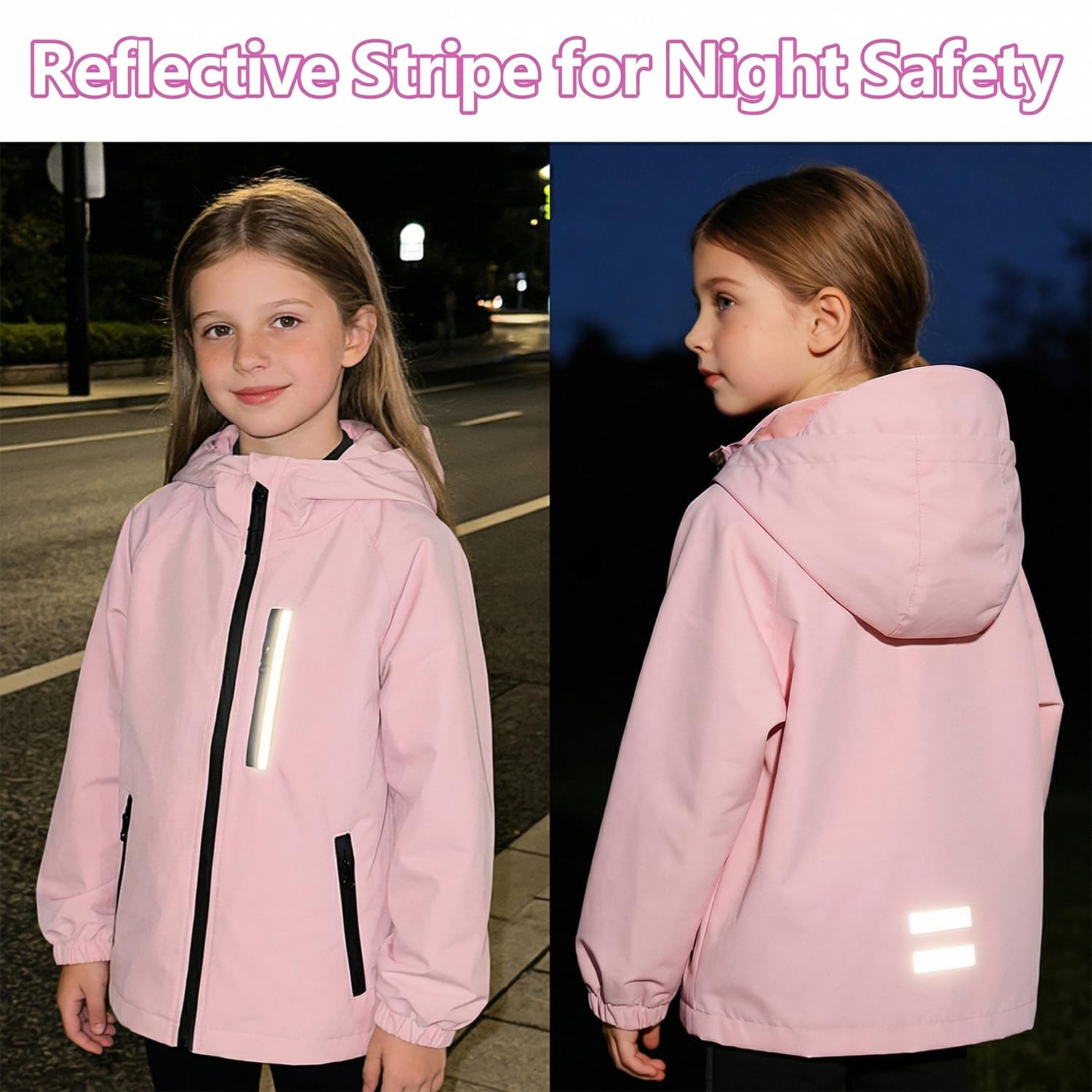 JinBei Chaqueta Niña Niño Chubasquero Impermeable con Capucha Ligero Cortavientos con Cremallera Fino Primavera Otoño Chaquetas Infantil Abrigo para Colegio Deportivo Casual 5-13 Años