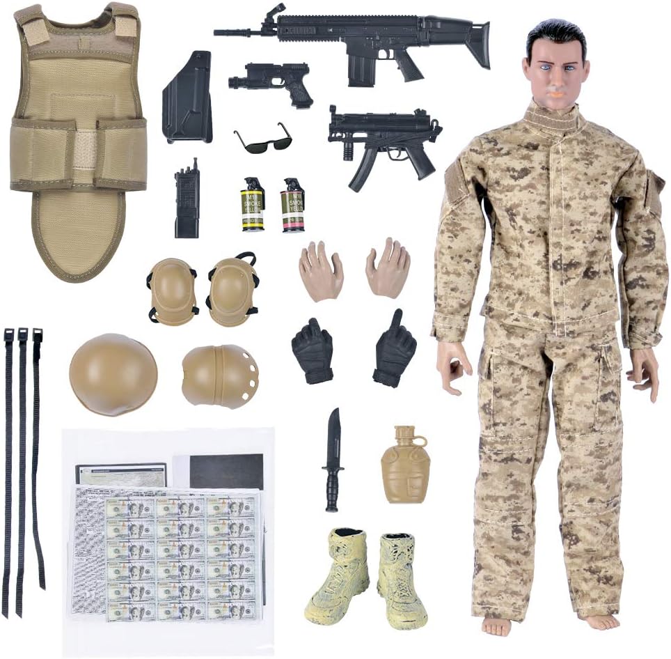 12'' American Military Soldiers Special Forces Army Man Action Figures Play Set-Digital Desert Camouflage