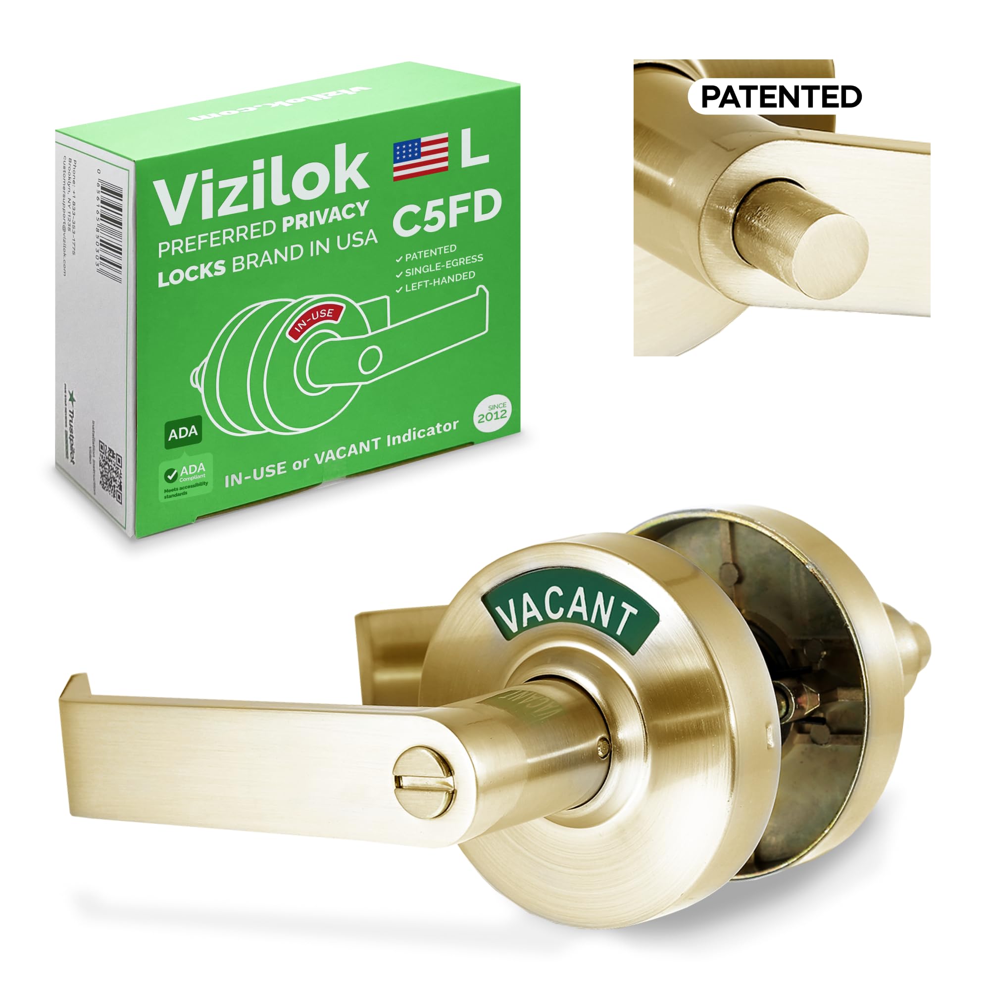 VIZILOK ADA Compliant, Single Egress Indicator Privacy Lock C5FD-L