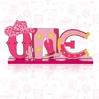 Cowgirl Pink One Letter Sign Wooden Centerpiece 1st Birthday First Rodeo Birthday Party Decorations Baby Shower Party Photo Booth Props Western Decorations Girl 1st