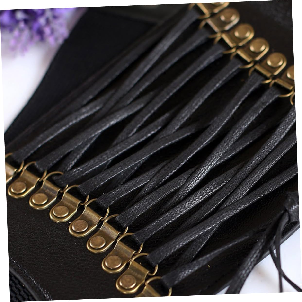 3piezas Cinturón Elástico De Pu Para Mujer Borlas Accesorio De Moda Para Falda y Cómodo Negro