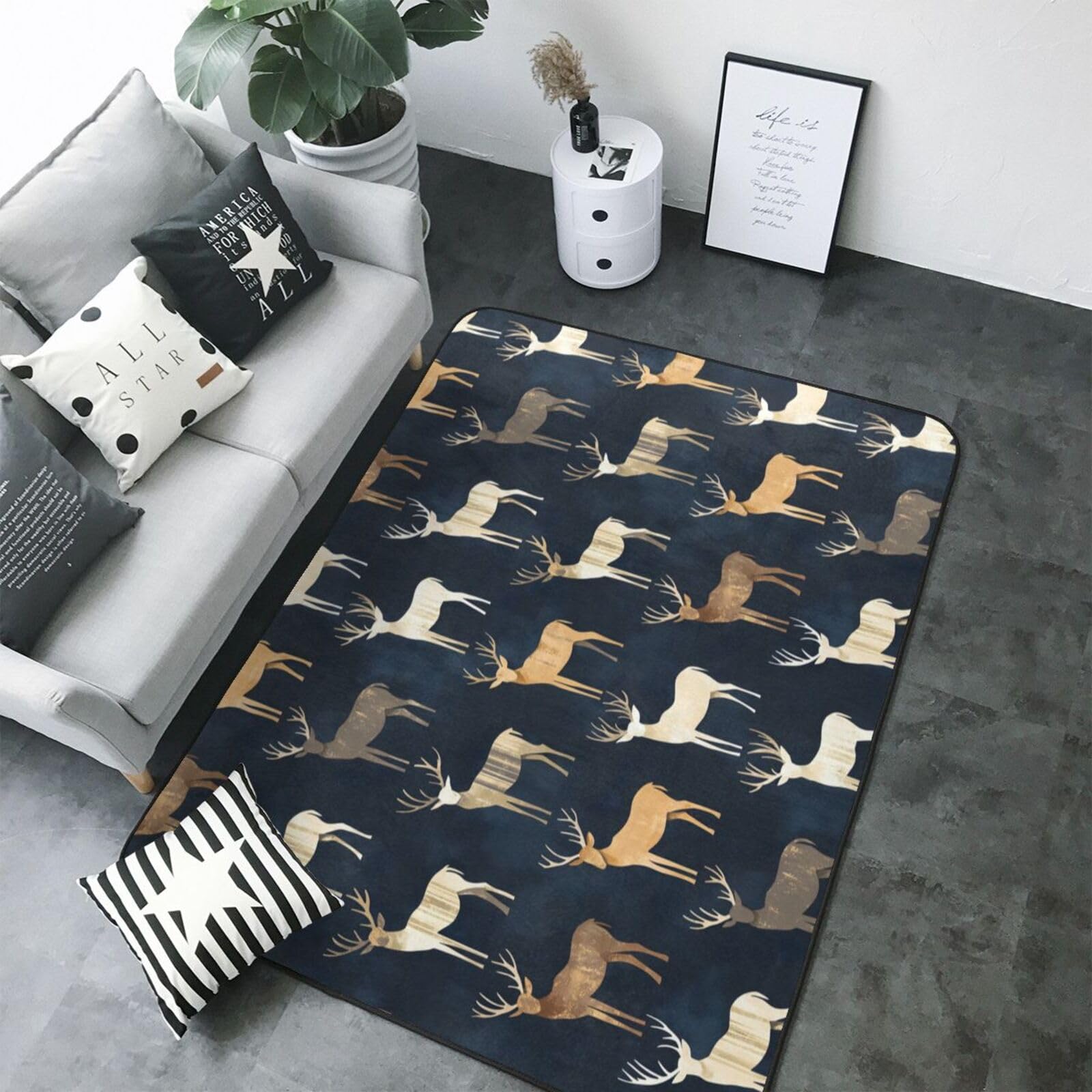 Tapis de salon lavable grand format 203x147 cm tapis doux antidérapant chambre