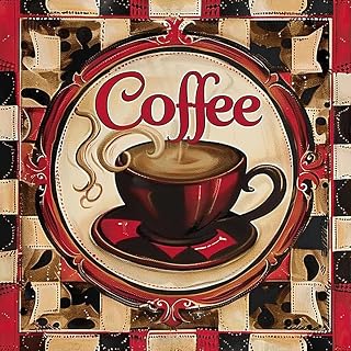 pigpigboss Coffee Diamond Painting Kit, 5D Full Round Drill Coffee Letter Diamond Art Dots for Adult Beginner Kitchen Home Wall Holiday Decor (12 X 12 inches)