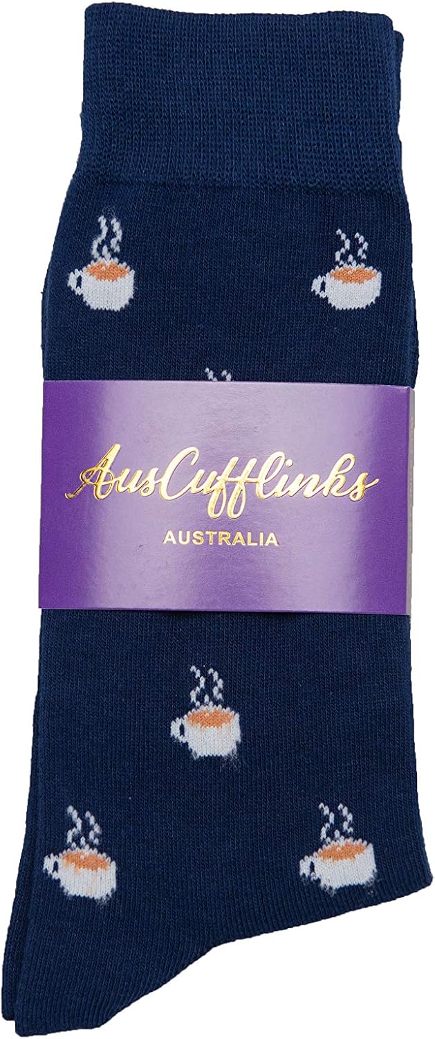 AUSCUFFLINKS Coffee Lover Tea Cappuccino Latte Caffeine Socks for Him | Espresso Gift for Men | Combed Cotton Socks | Present for Work Colleague | Bday Gift for Guys (Coffee) - Image 3