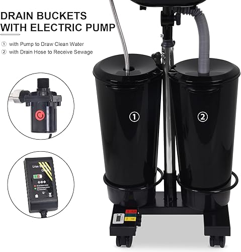 Miniatura 4 de Cuenco de champú portátil eléctrico recargable con bomba, fregadero portátil para lavar el cabello ajustable con rociadorruedas, champú en cualquier