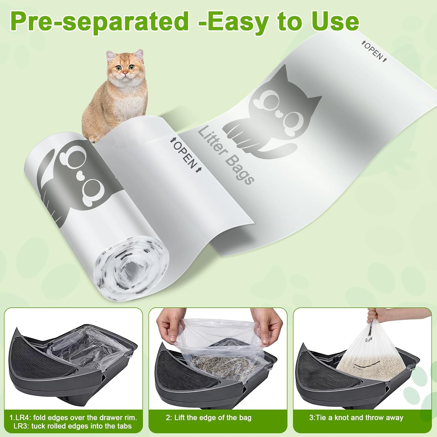 Litter Box Waste Bags,150 Count | Compatible with Litter Box Ro.bot 4/3/5| Thick & Leakproof Automatic Litter Box Liners | 23.6x25.2in Transparent Cat Litter Liners |9-11 Gallon Capacity for Cat Owner