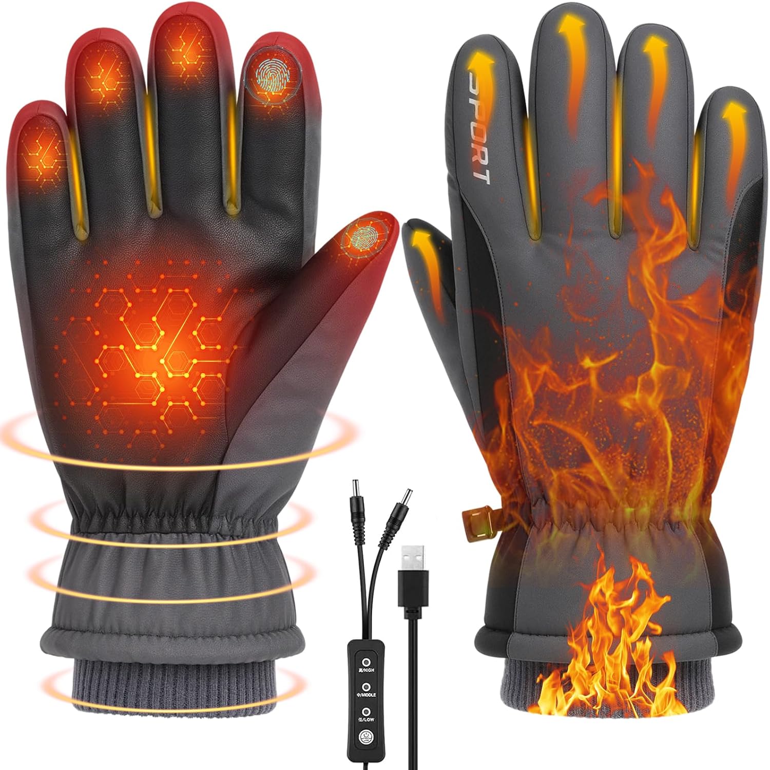 Anpress USB Heated Gloves for Men Women Touchscreen
