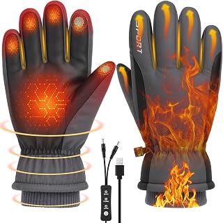 Anpress USB Heated Gloves for Men Women Touchscreen Full Finger Hand Warmers Heated Gloves with 3 Levels Temperature Waterproof Windproof Electric Heating Mittens Winter Gifts for Indoor Outdoor Use