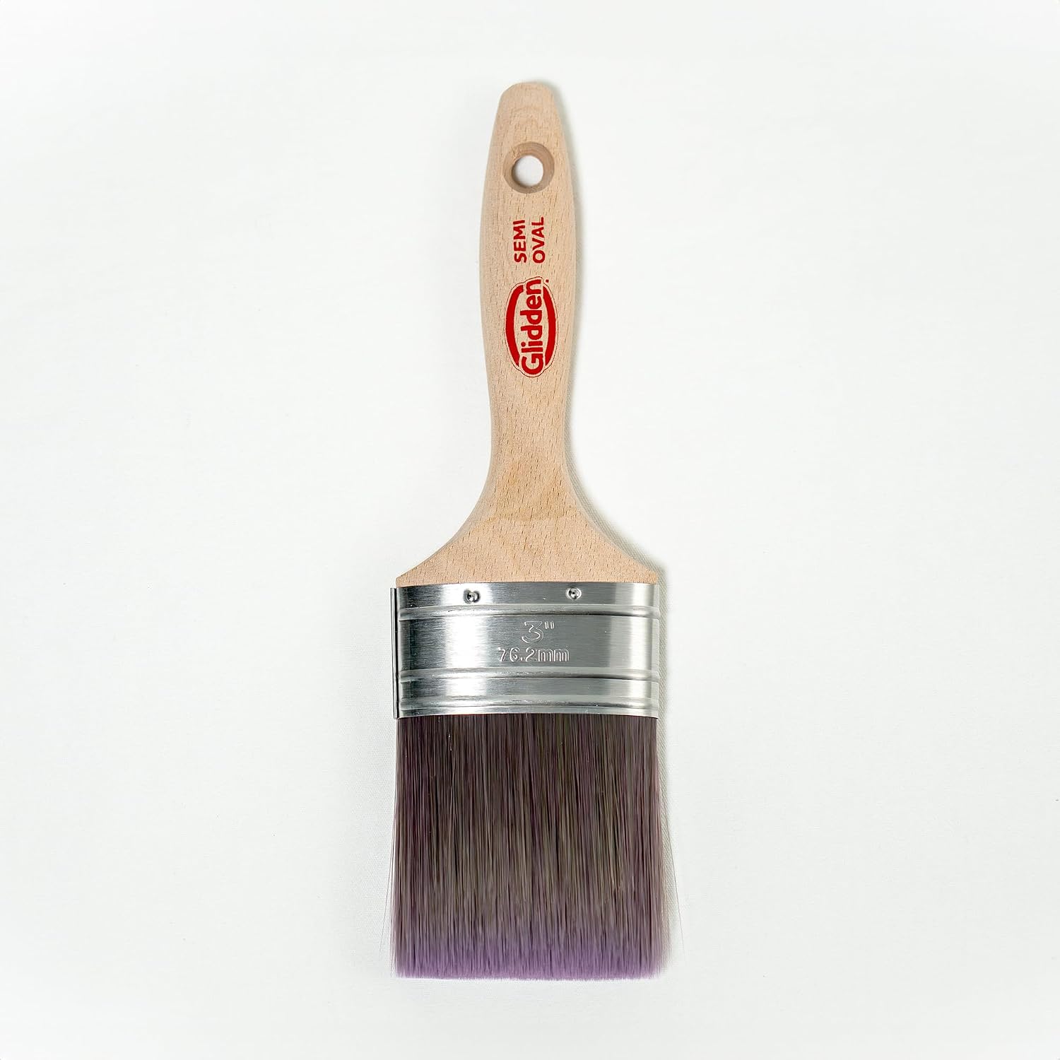 Glidden Semi-Oval Paint Brush with Wood Handle, Flat Sash, 3 Inch