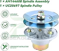 Vista 8 de Conjunto de husillo AM144608 previamente engrasado con polea de husillo UC20697 para John Deere X330 X350 X354 X370 X380 X384 X390 X394 X570 X580