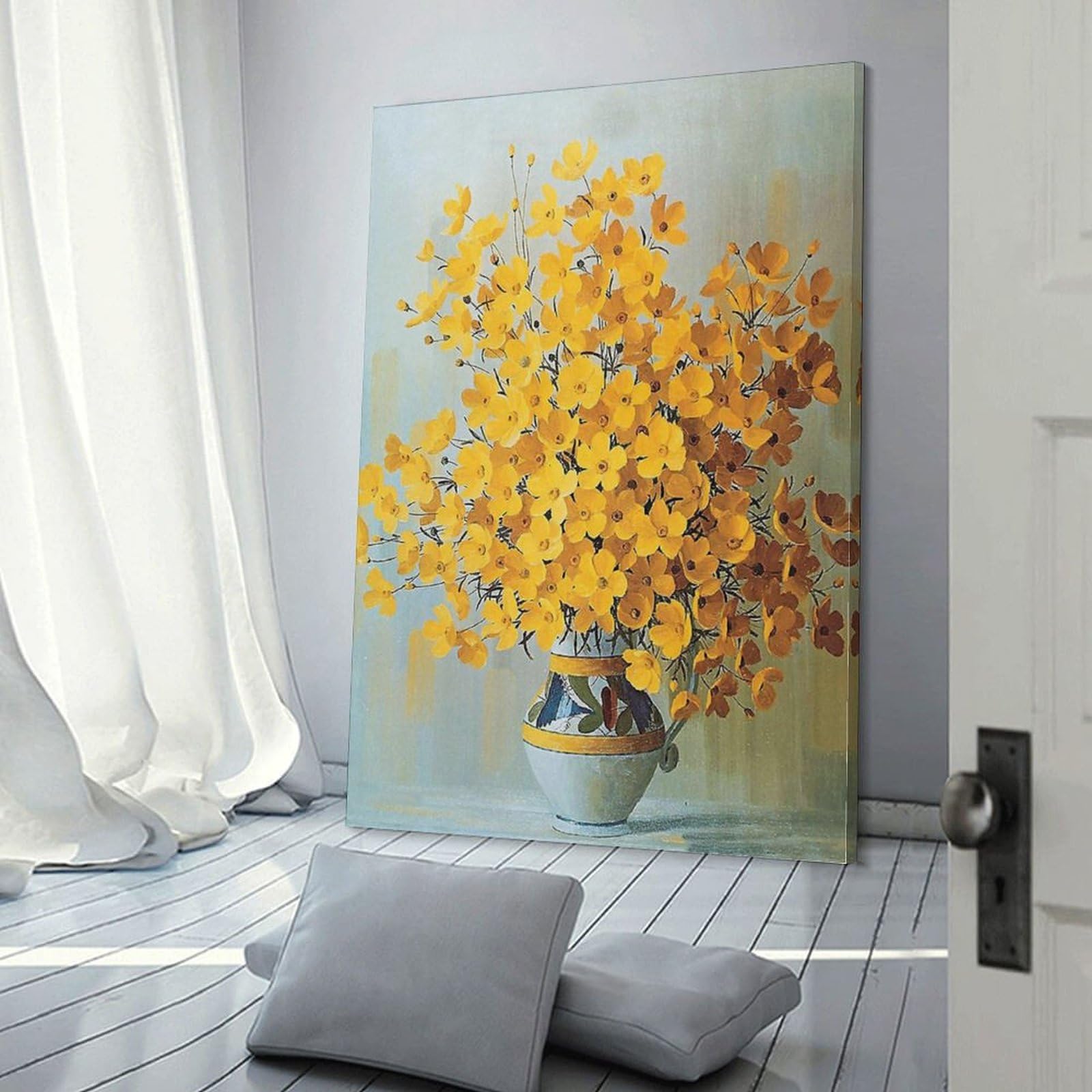 Amazon.co.jp: ィンテージフラワー黄色の花写真素晴らしい絵画