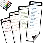 Magnetic Dry Erase List Board - 4"x12" (10.16x30.48cm) Multifunctional List Board for Fridge - 6 Extra Fine Point Markers Included - Shipped Flat