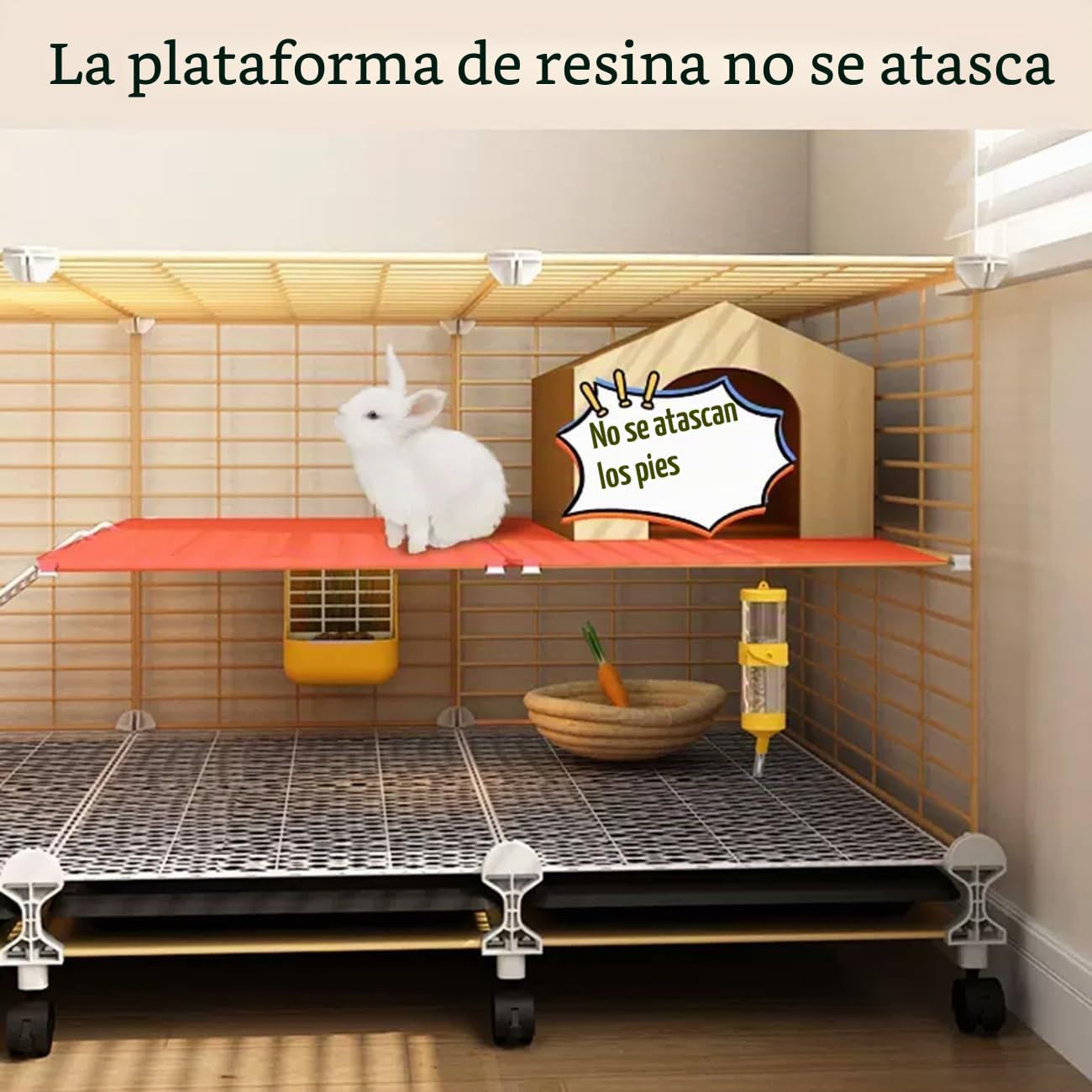 Jaula para Conejos, Jaula para Cobayas, Jaulas Metálicas para Animales Pequeños para Cobayas, Conejos, Fácil de Limpiar, Ruedas con Cerradura de Seguridad(105 * 35 * 53cm)