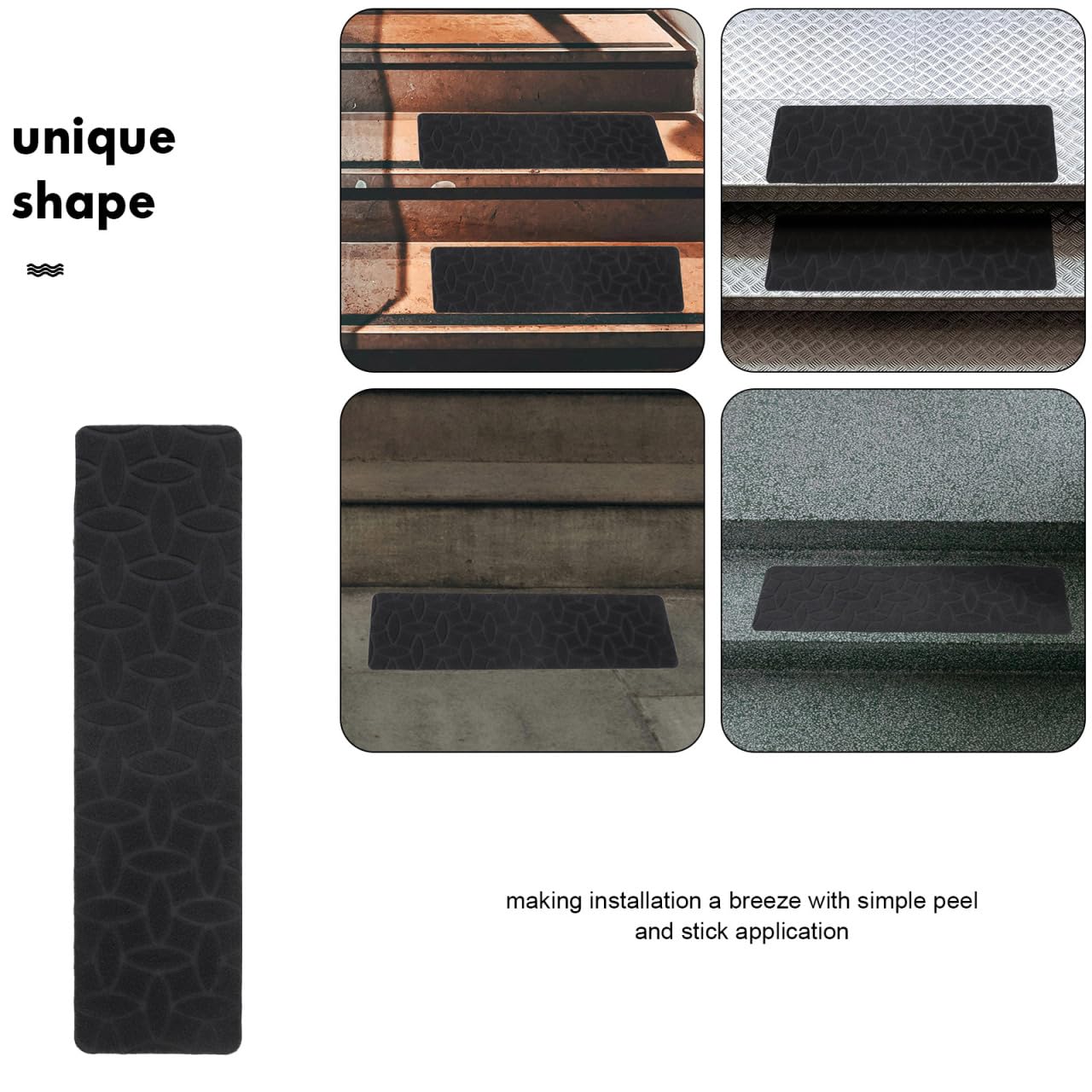 2pcs Non-Slip Carpet Stair Treads Adhesive Backing for Wooden Steps PVC Slip Mats Stylish Embossed Design Easy Clean Floor Coverings for Indoor Use