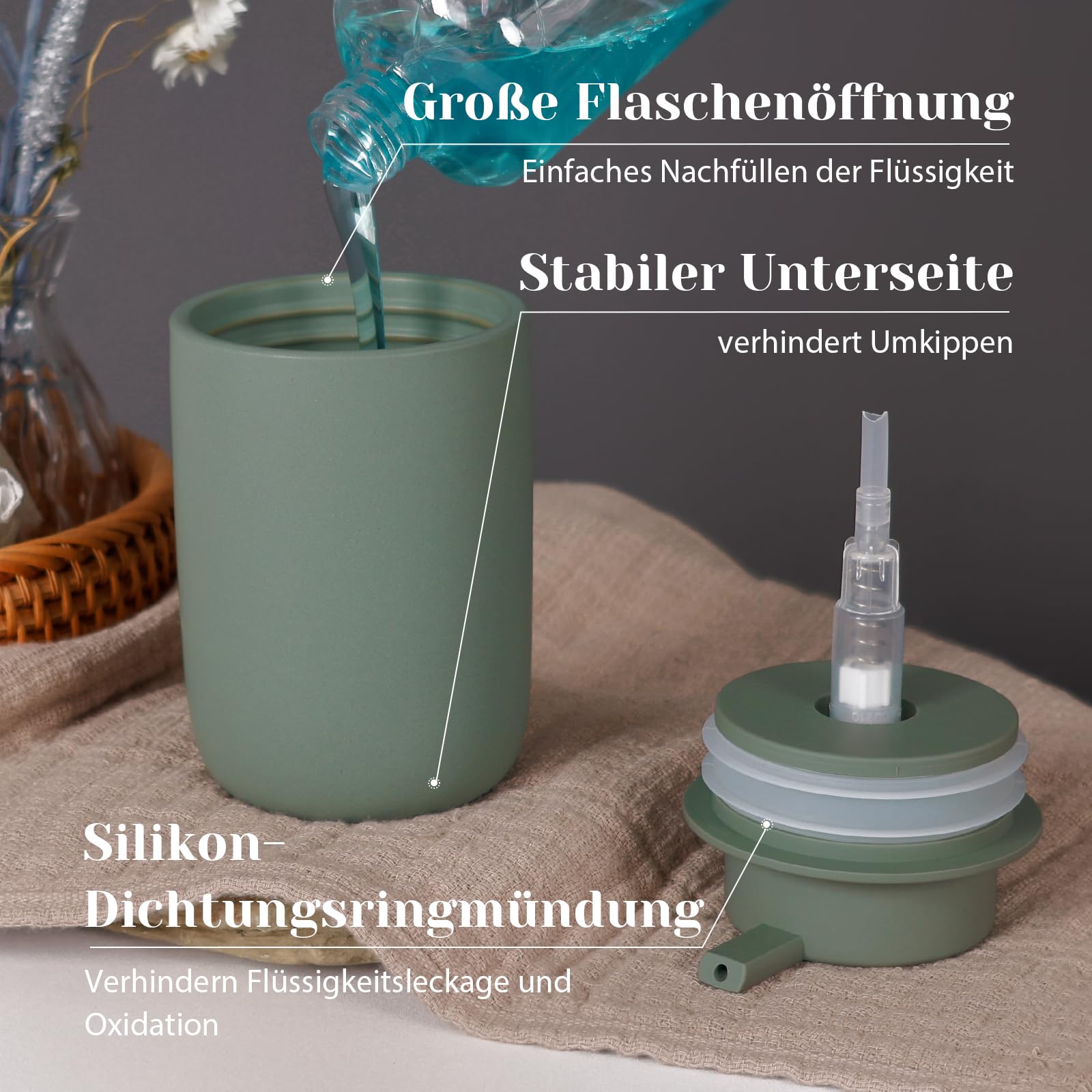 Autumnlife Zeepdispenser rood afwasmiddeldispenser keramiek, 350 ml navulbare zeepdispenser met grote pompkop, porseleinen zeepdispenser voor badkamer, keuken - rode dispenser voor vloeibare zeep