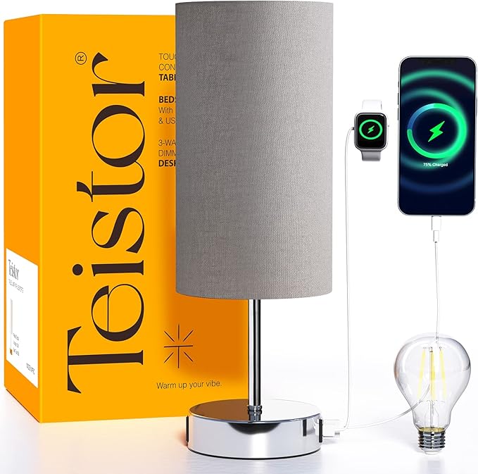 【𝙐𝙥𝙜𝙧𝙖𝙙𝙚𝙙】 Table Lamp Touch Bedside Lamp for Bedroom with USB C&A