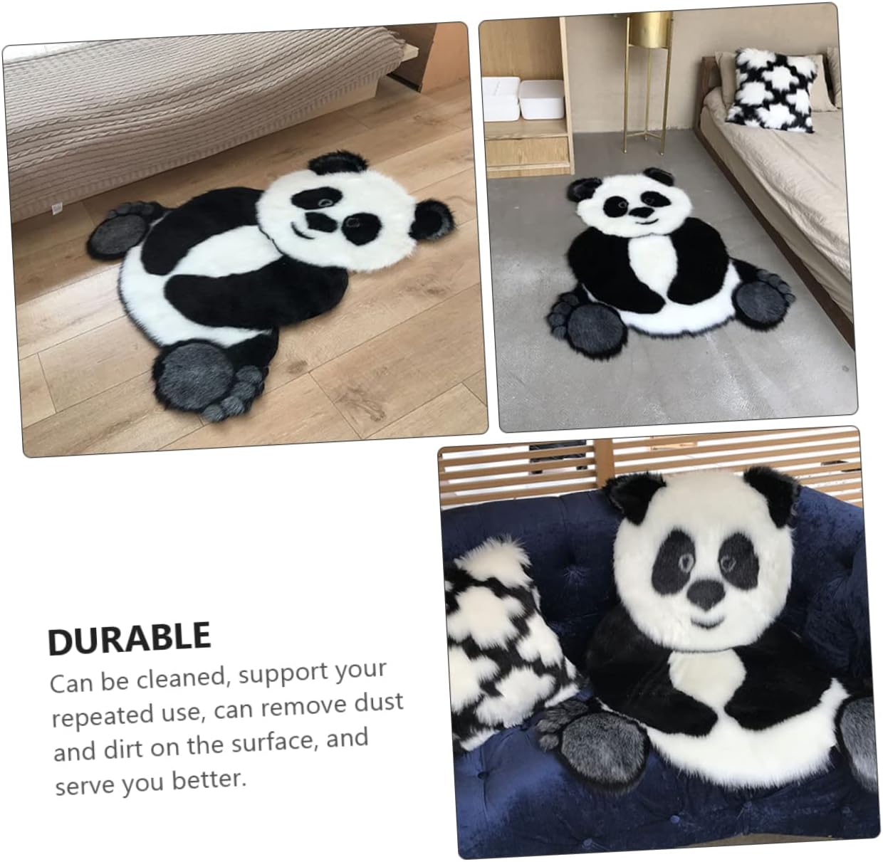 YARNOW Panda Rug for Bedroom Bathroom Non-Slip Decorative Carpet Washable Material