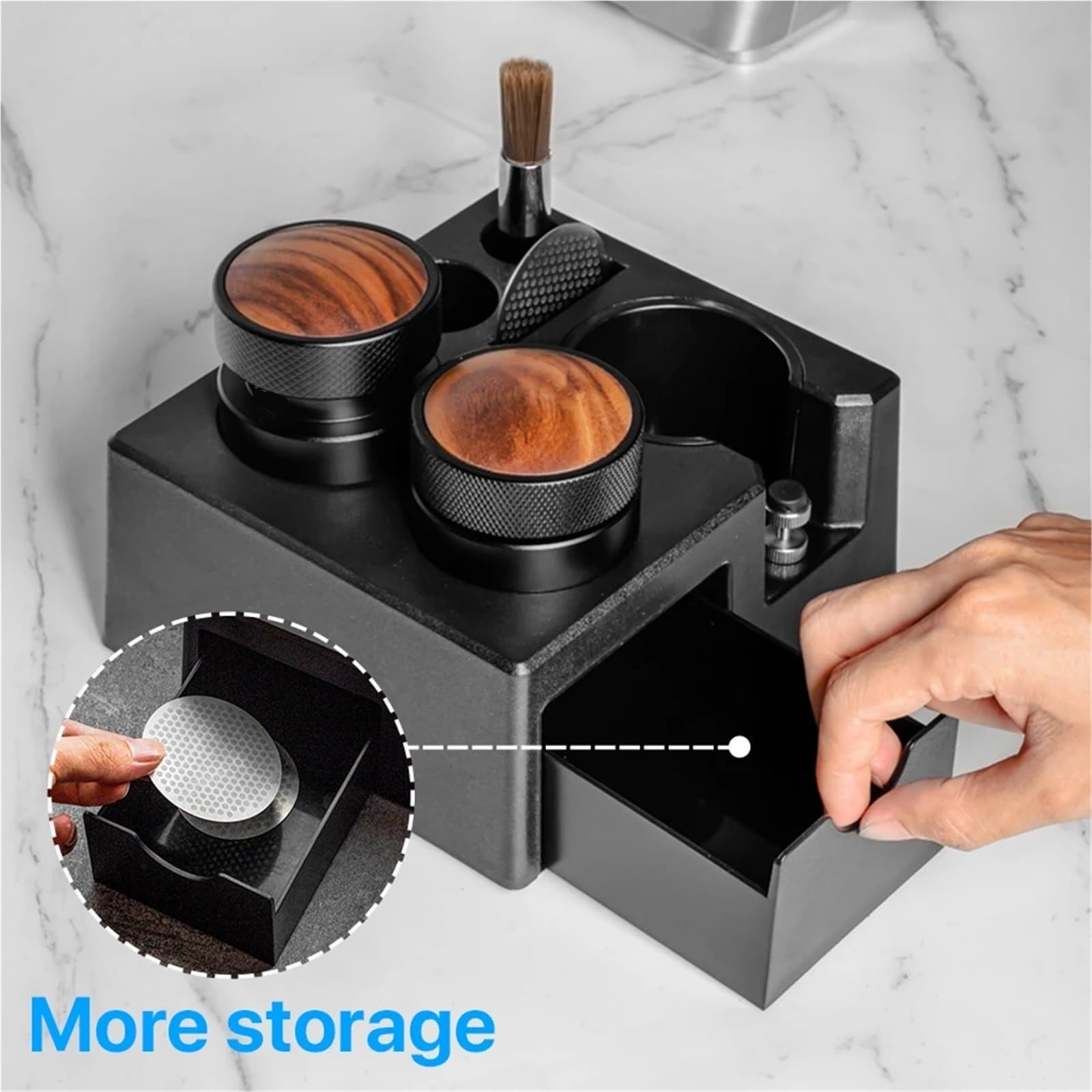 EstacióN De Apisonamiento De Espresso Y Caja De Go Estante portafiltro de café 51/53/58mm, soporte distribuidor, for tapete Espresso, caja golpe for, accesorios