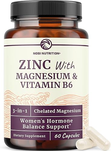 Suplemento de zinc y magnesio con vitamina B6  Equilibrio hormonal femenino, ciclo menstrual y apoyo inmunológico  Glicinato de magnesio quelado de