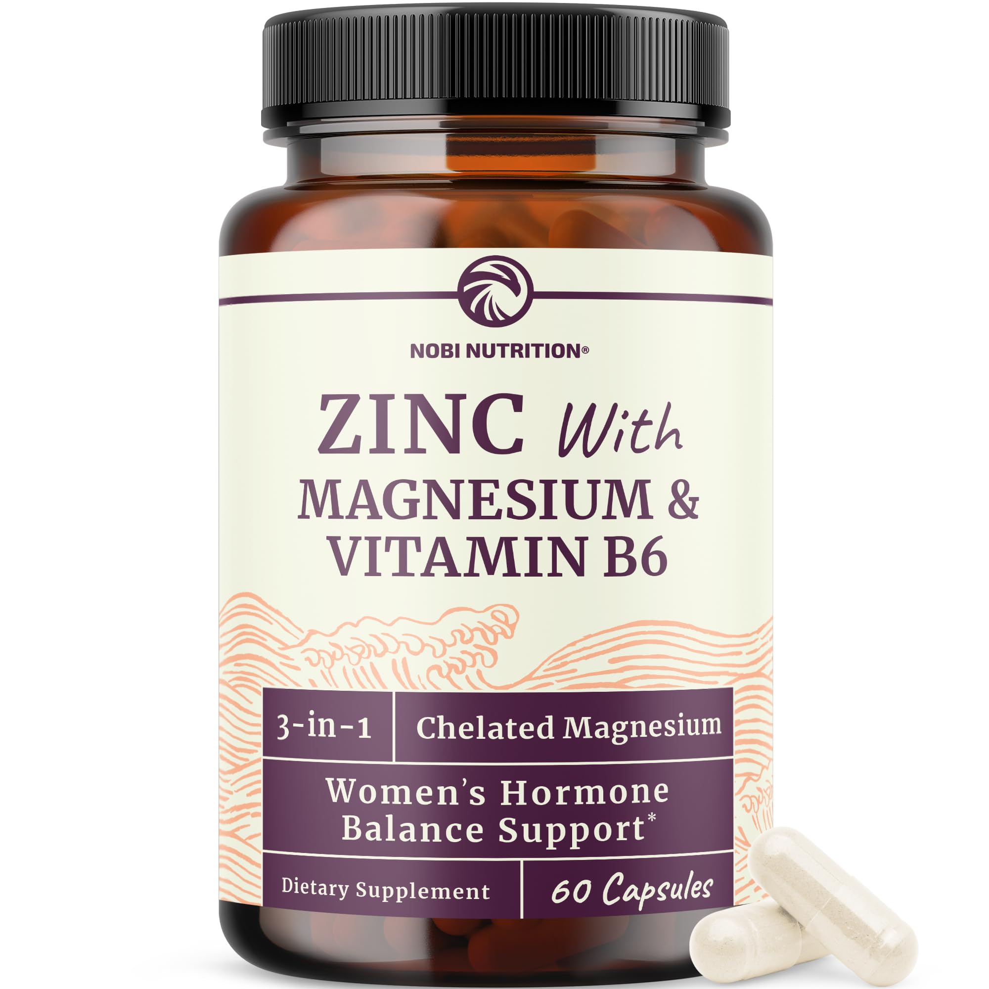 Zinc and Magnesium Supplement with Vitamin B6 | Women’s Hormone Balance, Menstrual Cycle & Immune Support | High Absorption Chelated Magnesium Glycinate with Zinc Picolinate and VIT B6 | 30 Ct.
