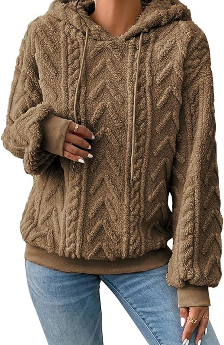 Vossmi Hoodies voor dames, oversized trui, fleece sweatshirt, lange