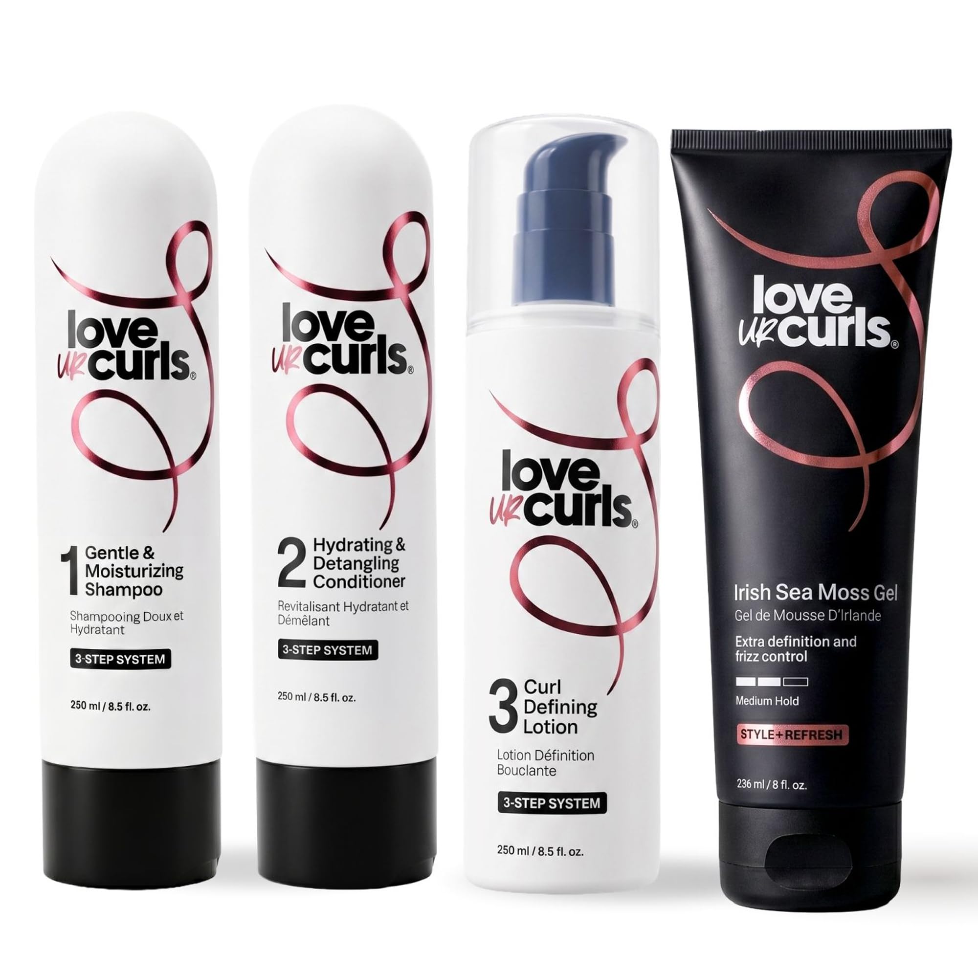 Love Ur Curls Curly Hair Shampoo and Conditioner - Styler and Sea Moss Gel