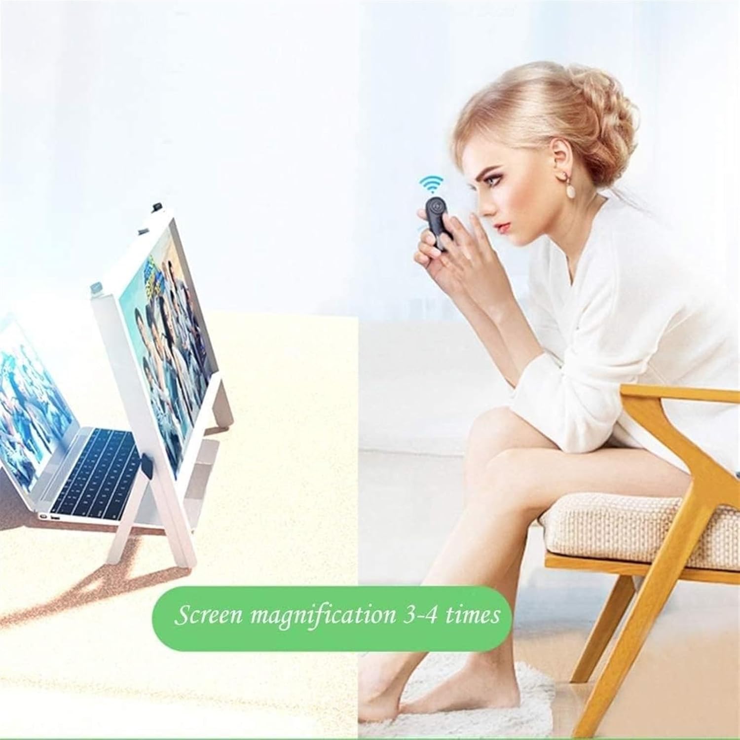 MDybf Laptop Screen Magnifier, Anti Blue Light Laptop Screen Protector Holder, 3D Ultra-Clear Blu-Ray Magnifying Lens Foldable