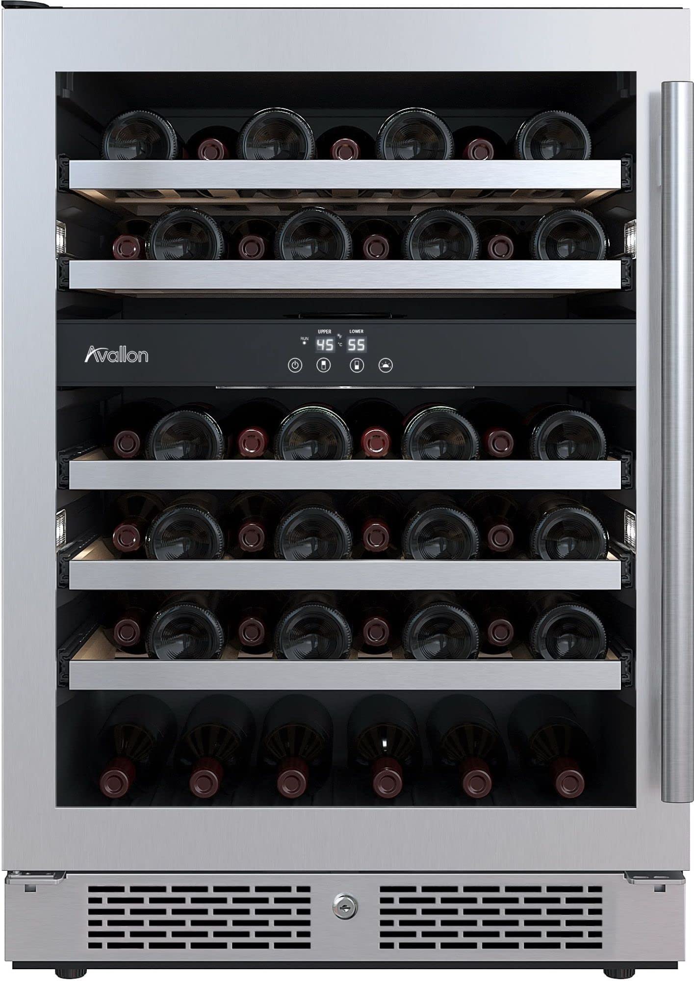 Avallon AWC242DZLH 24 Inch Wide 45 Bottle Capacity Dual Zone Wine Cooler with Left Swing Door