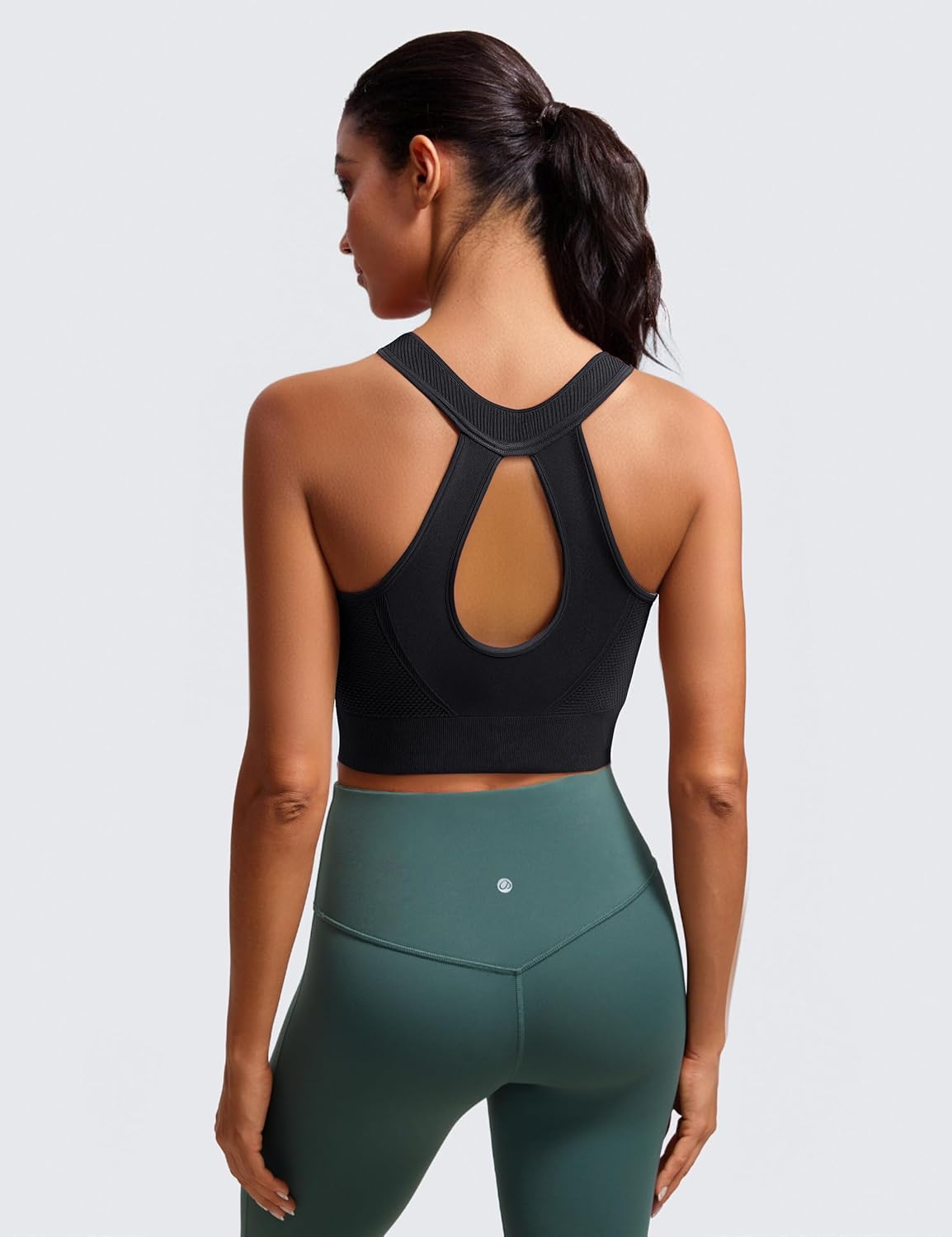 Racerback Padded Sports Bra for Women - Medium Support Zipper Front Workout Bra - Image 4