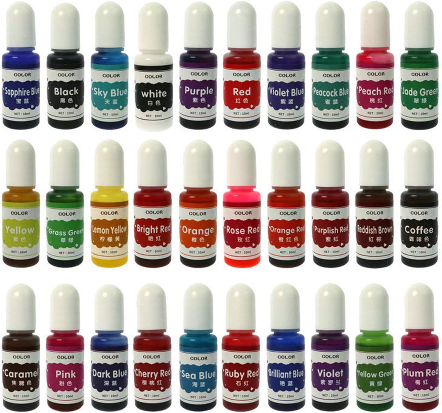 30 Colors Art Ink Alcohol Resin Pigment Kit Liquid Resin Colorant Dye Ink Diffusion for UV Resin Coloring Concentrated