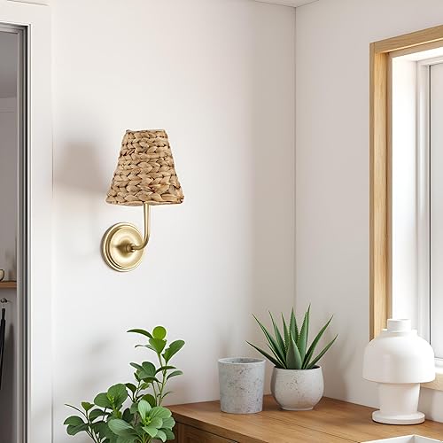 Miniatura 8 de Aspen Creative 51004 Empire - Lámpara de araña con clip, pantalla de jacinto de agua, 3 pulgadas superior x 6 pulgadas inferior x 4-34 pulgadas de