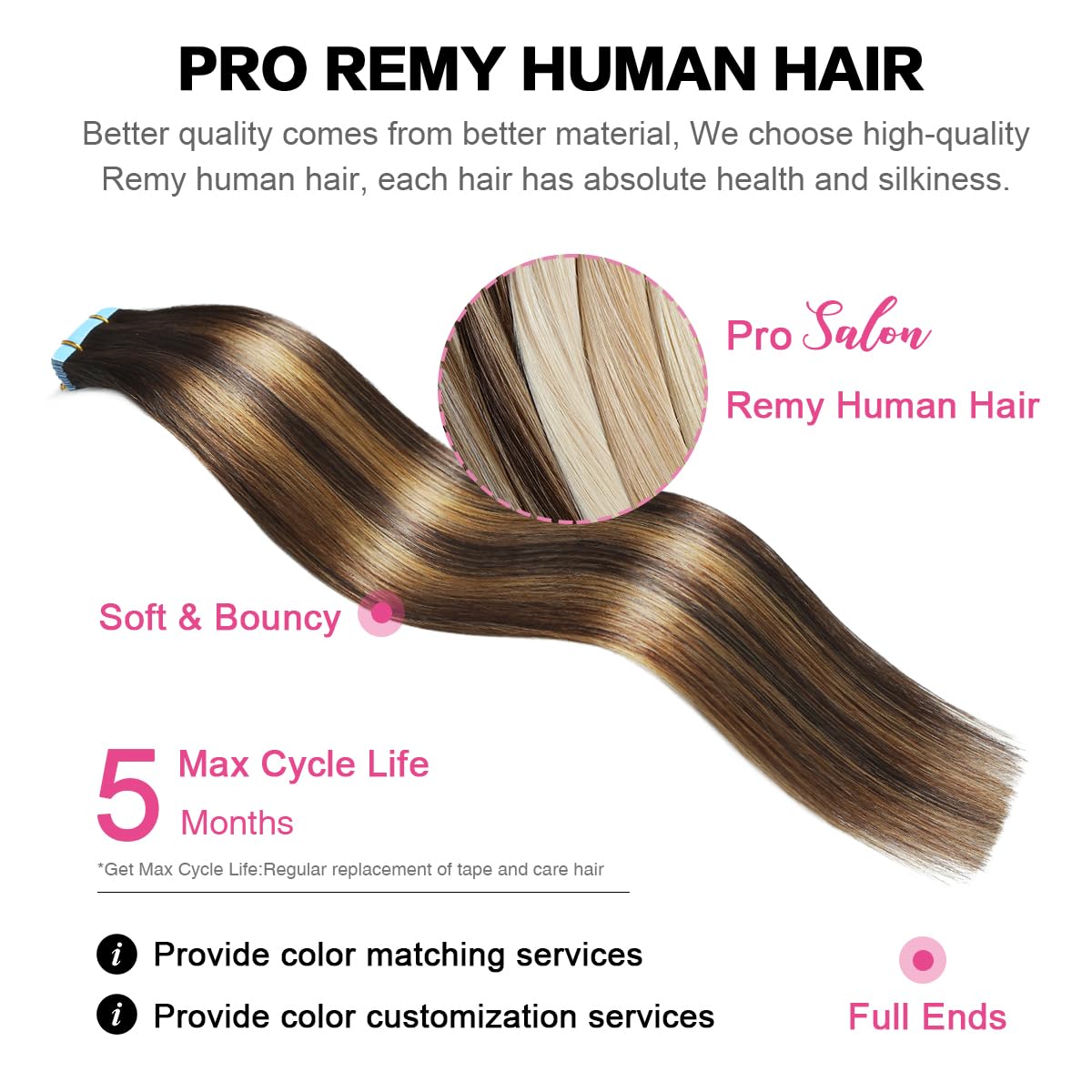 SUYYA Tape in Hair Extensions Human Hair 20 Pcs 50g Invisible Tape Hair Extensions Straight Tape Extensions Real Human Hair 24 Inches #P4/27/T4 Ombre Chocolate Brown to Caramel Blonde - Image 4