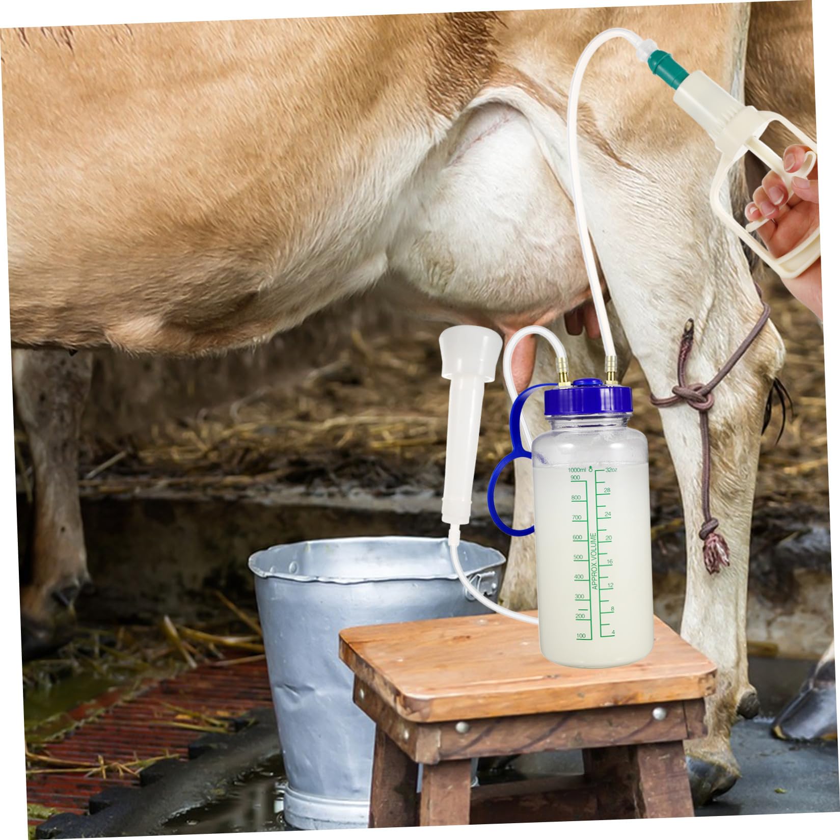Ciieeo Macchina la Mungitura Manuale del Bestiame, Mungitrice Riutilizzabile in Plastica Leggera per Mucche e Pecore, Forniture Agricole Compatte per Allevamenti Domestici