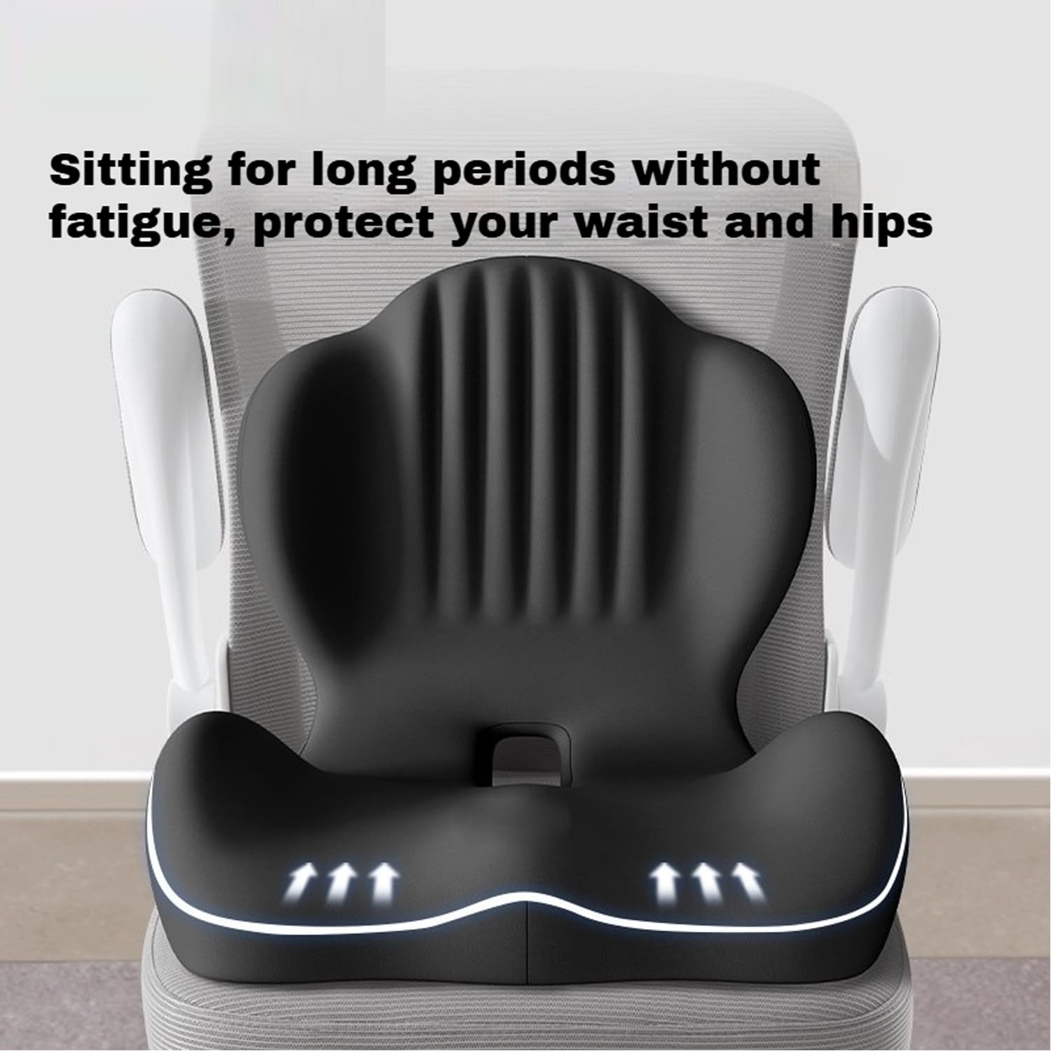 Cojín de espuma viscoelástica para asiento y respaldo para sillas de oficina y asientos de coche, comodidad ergonómica, alivio del dolor y ayuda a la postura (negro)