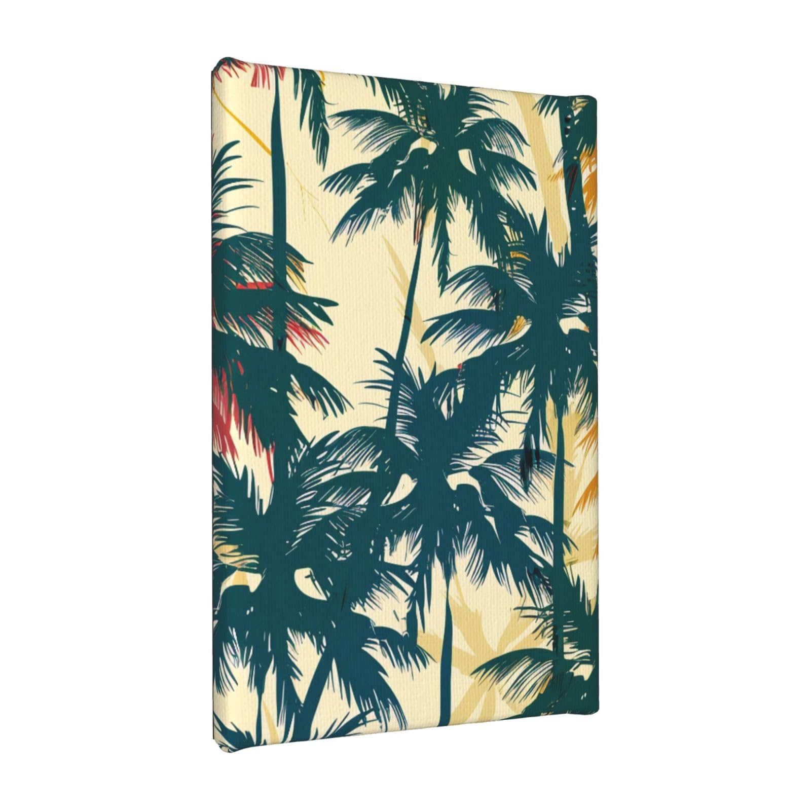 YKLJG Palm Tree Pattern Printed Wall Art Canvas Painting 20x30 CM Wooden Framed Picture Painting Artwork Prints for Bedroom Kitchen Home Office Decor