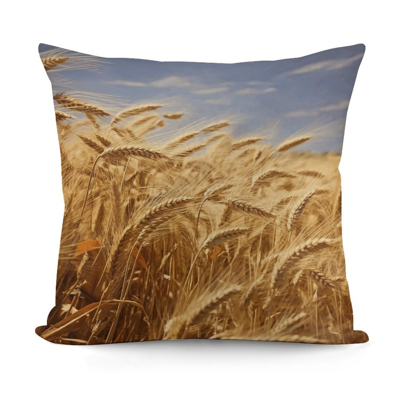VstaDank Decorative Wheat Harvest Throw Pillow Covers Luxury Soft Pillowcases Fluffy Plush Accent Pillow Cases Personalized Square Lumbar Pillows Shells for All Seasons 18" X 18"
