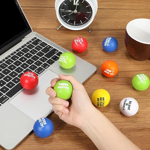 Miniatura 3 de Chivao 160 bolas motivacionales para el estrés, con citas inspiradoras de espuma colorida, bolas para aliviar la ansiedad, pequeñas y divertidas