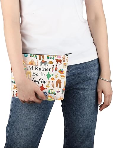 Miniatura 5 de India Travel Travel Gift I'd Rather Be in India Bolsa de maquillaje India Viaje Vacaciones Cosméticos Bolsa India Recuerdo Regalo Bandera India