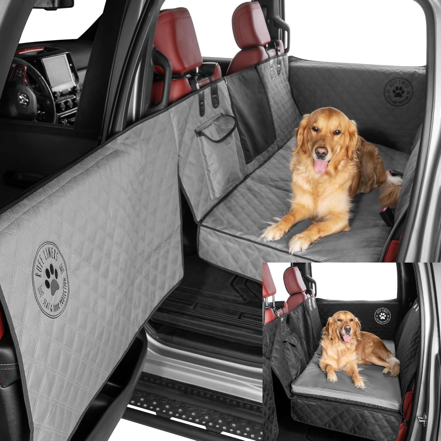 Ruff Liners Standard Back Seat Extender for Dogs, Gray | XL Back Seat Dog Bed for Car Back Seat, Gray - As Seen on Shark Tank Waterproof, Machine-Washable