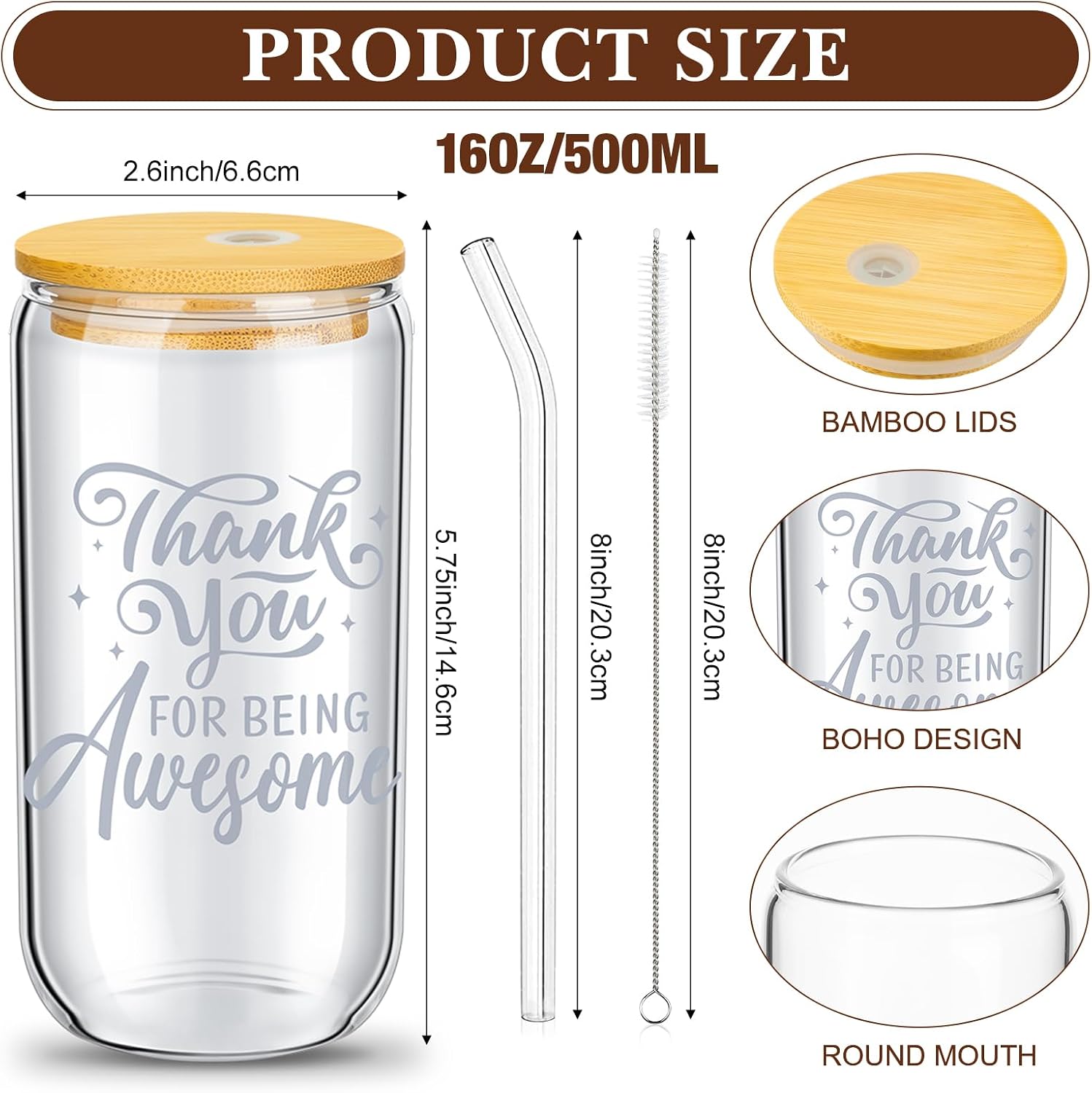 12 Set Employee Appreciation Gifts, 16 oz Cups, Thank You image 2