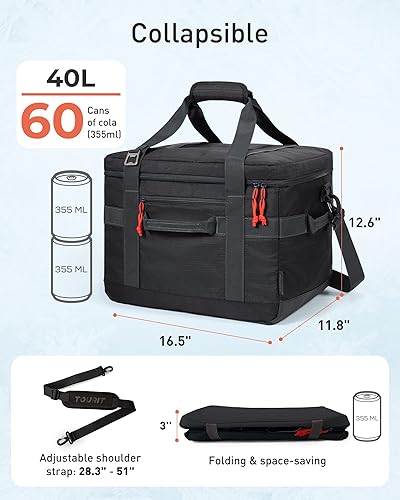 Miniatura 4 de TOURIT Lonchera térmica con lados blandos 4860 latas gran bolsa de almuerzo plegable, caja de hielo, 8.410.6 galones enfriadores sin fugas y