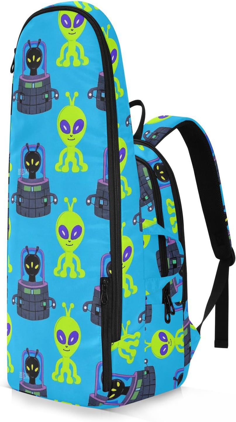 Tennis Badminton Racquet Bag Cartoon Cute Green Alien Print Sports Accessories Backpack