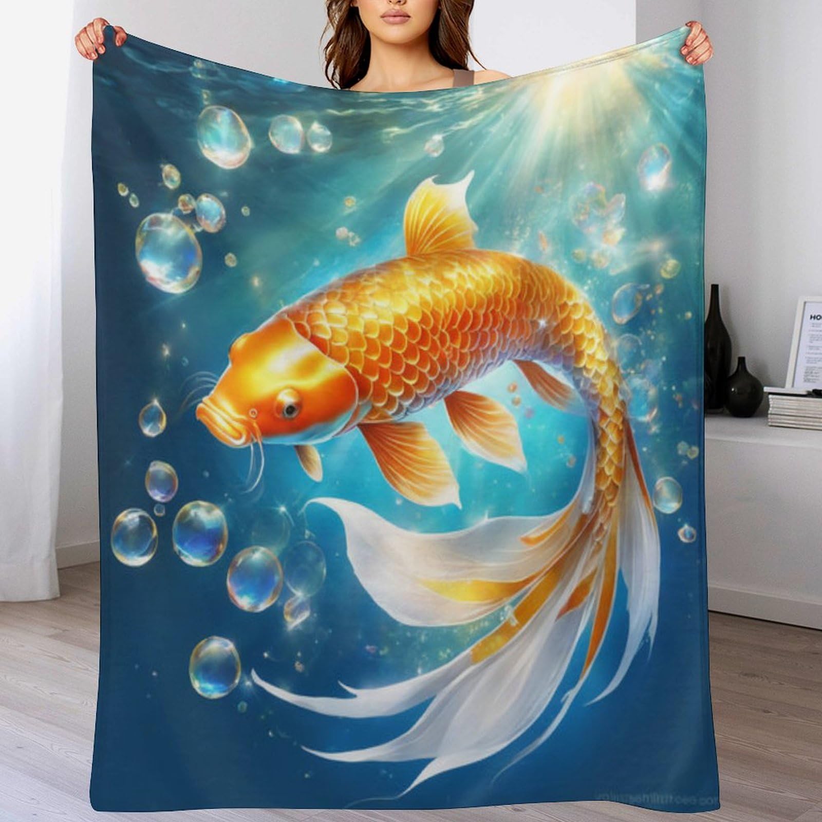 Couverture poisson koi douce et chaude pour instaurer une ambiance zen
