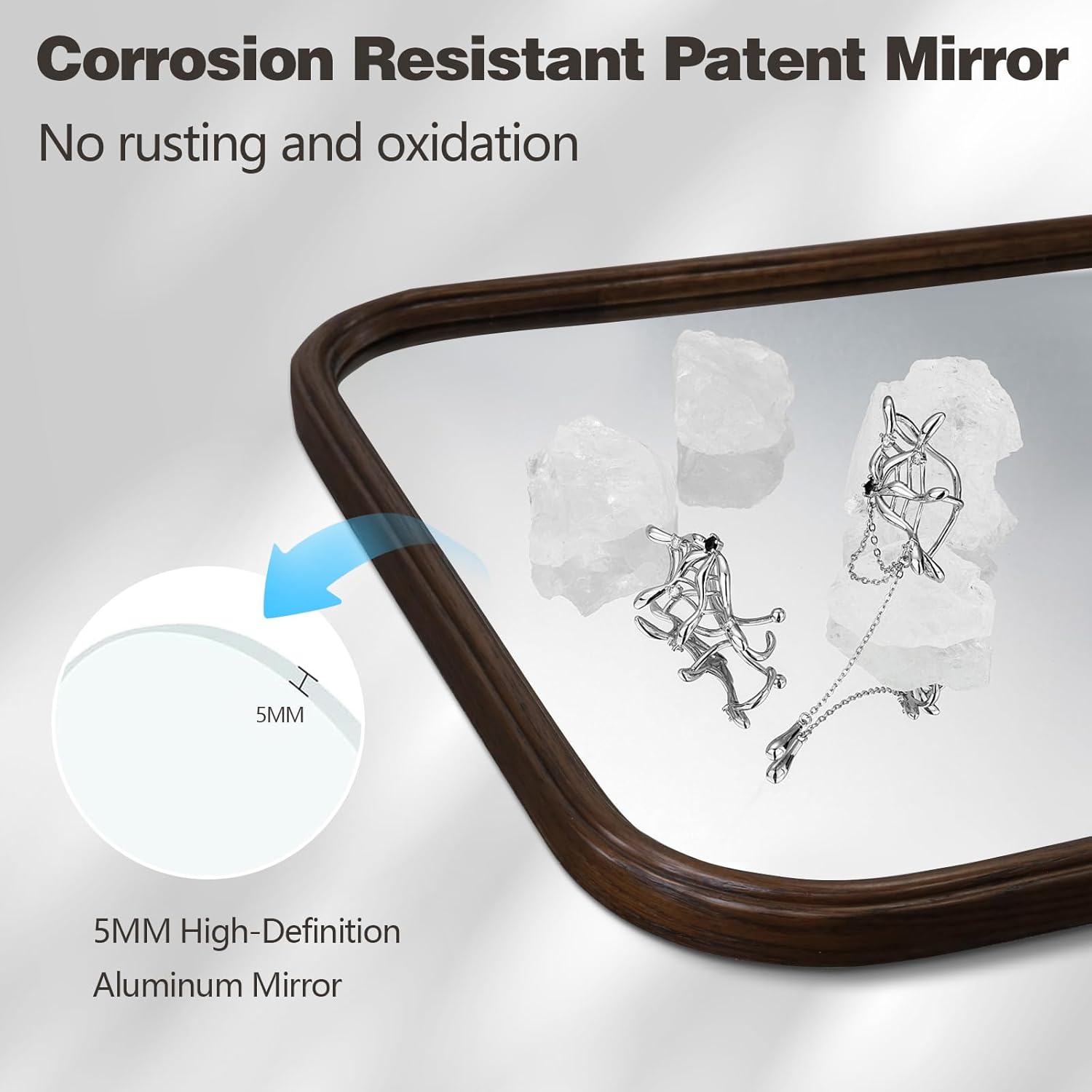 Niccy 63"×20" Wood Frame Rect Full Length Mirror, HD Long Wall-Mounted Mirrors, Large Body Hanging Mirrors for Living Room, Explosion-Proof Decorative Vanity Mirrors for Entryway, Bedroom, Red Walnut